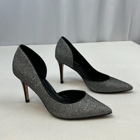 White House Black Market Womens Ella Silver Black Stiletto Pump Heels Size 7M - Picture 3 of 10